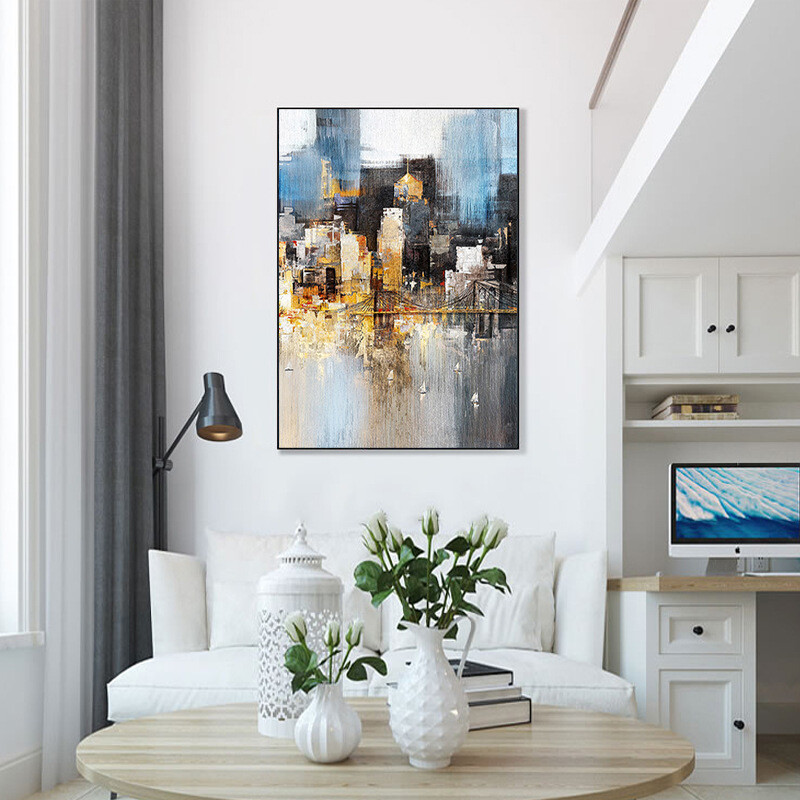 Oil Painting Hand-painted Wall Decorative Painting Handmade Abstract Urban