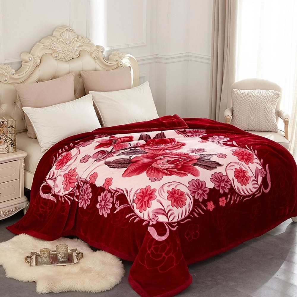 Korean 2-Ply Printed Plush Mink Fleece Blanket Soft Cozy