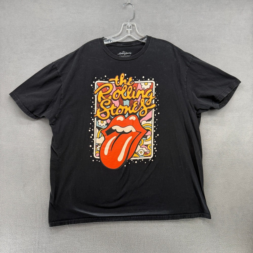 The Rolling Stones T-Shirt Mens XXL Black Graphic Tongue Logo Psychedelic 2022
