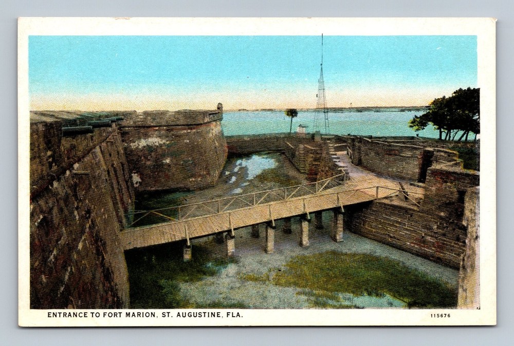 Vintage Postcard Entrance to Fort Marion St. Augustine Florida W.J. Harris