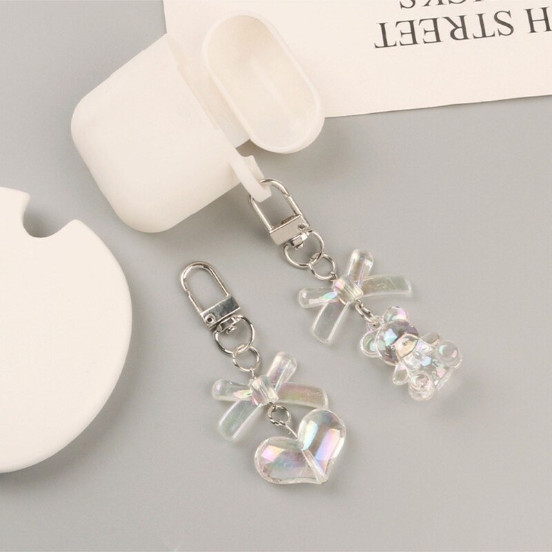 Heart & Bear Resin Keychain for Women - Jewelry Gift for Car Keys & Keyrings