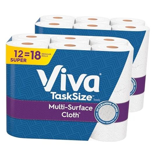 Multi-Surface Cloth Paper Towels 12 Super Rolls 2 Packs of 6