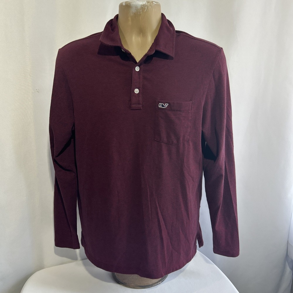 Vineyard Vines Shirt Mens Sz S Burgundy Edgartown Polo Long Sleeve