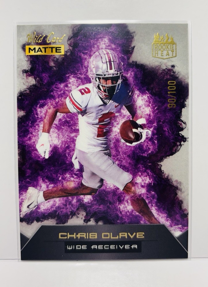 2022 Wild Card MATTE Chris Olave Rookie Heat White/ Purple Flames /100 #RH-7