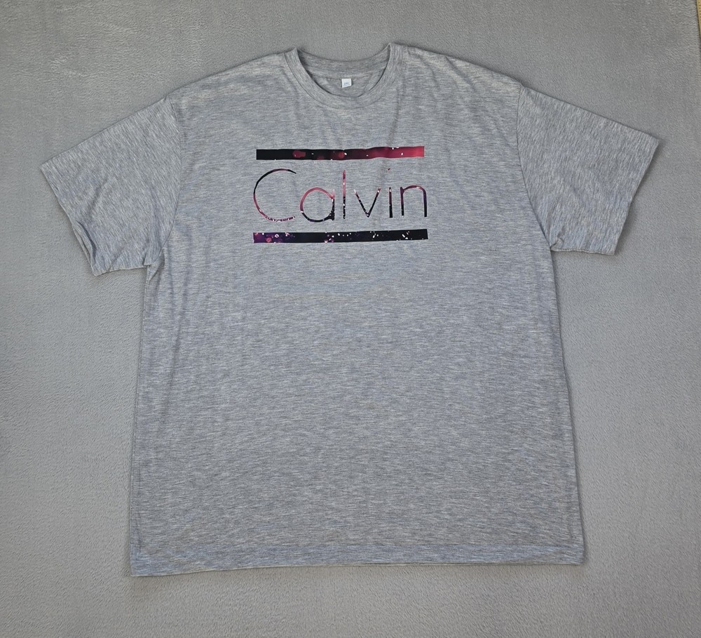 Men’s Gray Calvin Graphic T Shirt Size 2XL Short Sleeve Cotton Casual Tee New
