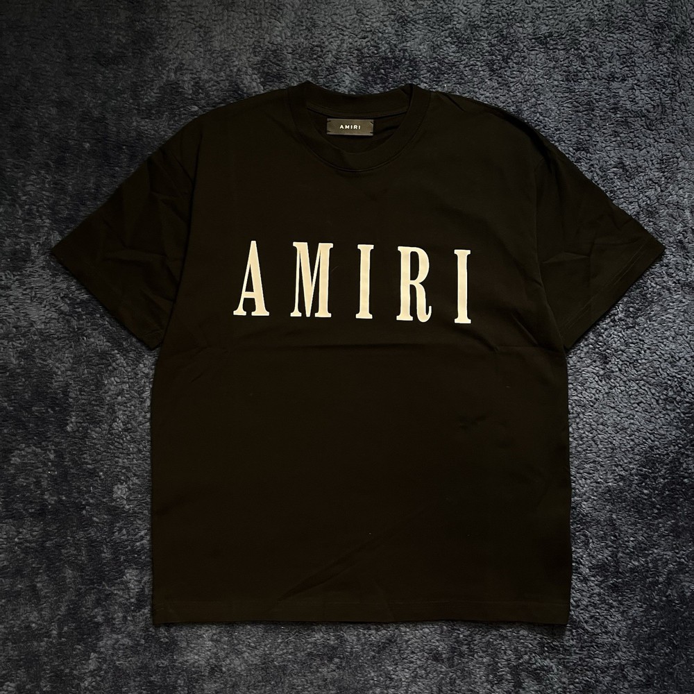 AMIRI Men's Black Logo Jersey T-Shirt Short Sleeve Crew Neck Regular Fit Size M
