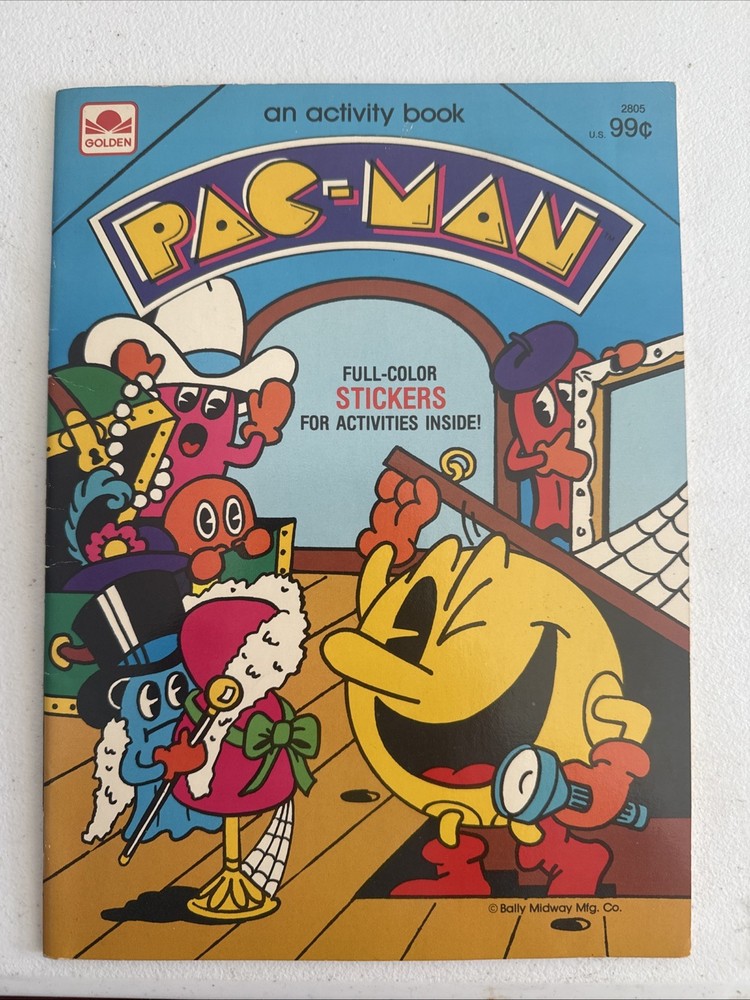 PAC-Man Activity Book Full Color Stickers Vintage 1980 80s