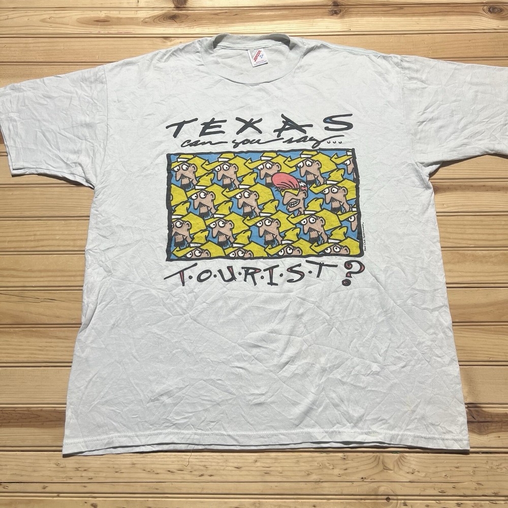 Vintage 90s Texas Tourist Escher / Combas Style Art Shirt Size XL Single Stitch