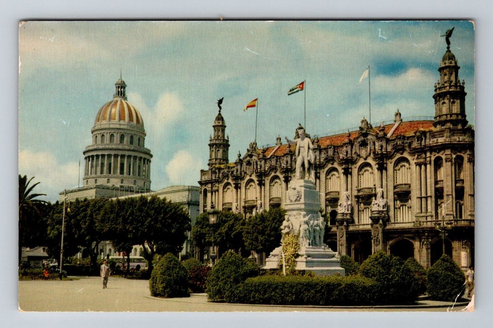Cuba- Havana Central Park Jose Marti Statue Souvenir Old View Vintage Postcard