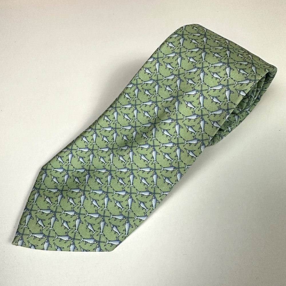 Vineyard Vines Martha's Vineyard Tie Green Marlin Swordfish 3.5 x 60