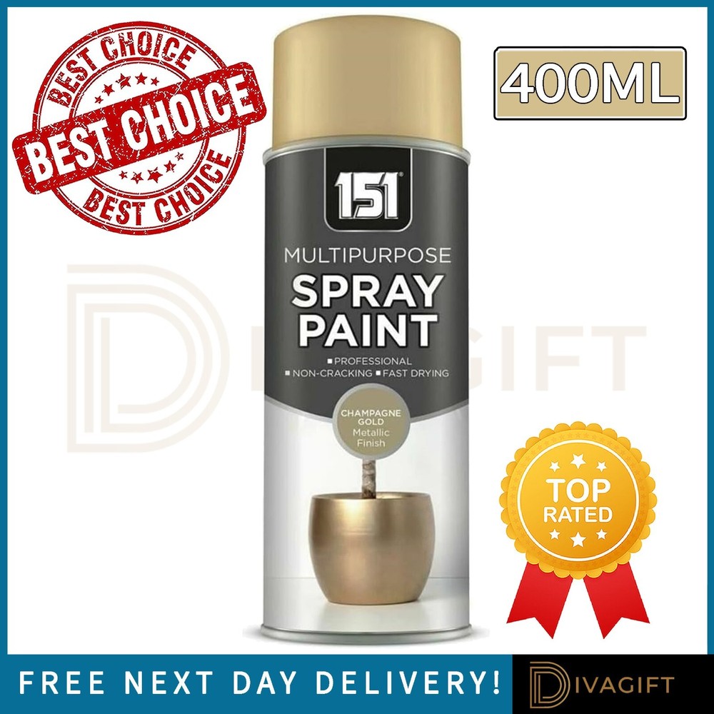 CHAMPAGNE GOLD SPRAY PAINT 400ML METALLIC FINISH MULTI PURPOSE XMAS CHRISTMAS