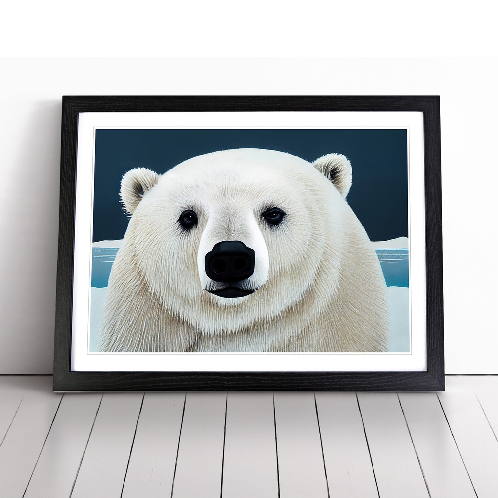 Polar Bear Wall Art Framed Canvas Print Poster Home Decor