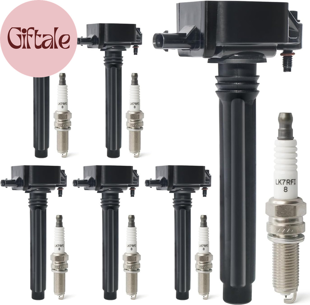 Set of 6 Ignition Coil Packs & Iridium Spark Plugs Compatible with Dodge Challen