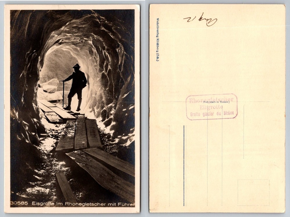 Rhone Glacier Ice Grotto Switzerland RPPC Vintage Postcard Wehrliverlag