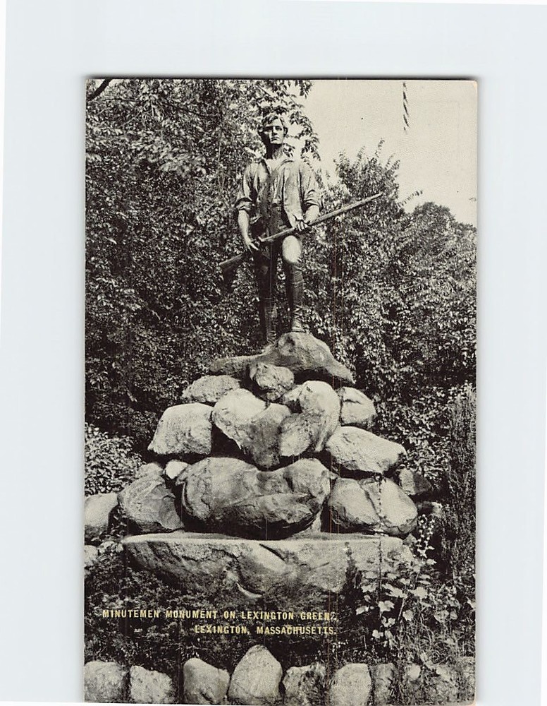 Postcard Minutemen Monument on Lexington Green Massachusetts USA