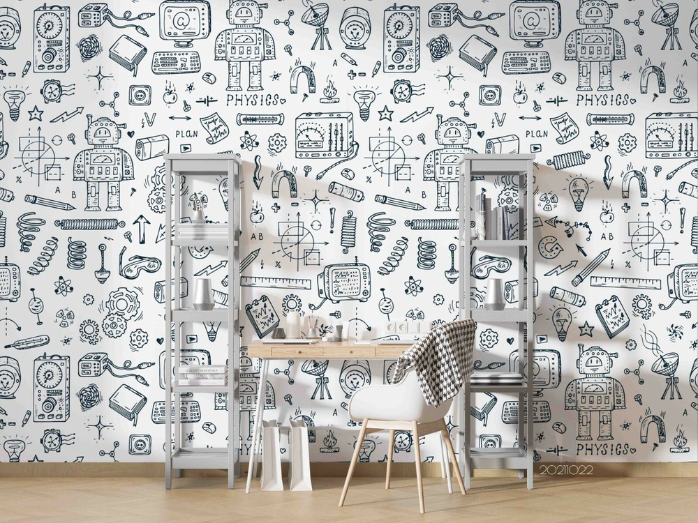 3D Abstract Robot Graffiti Self-adhesive Removable Wallpaper Murals Wall 664