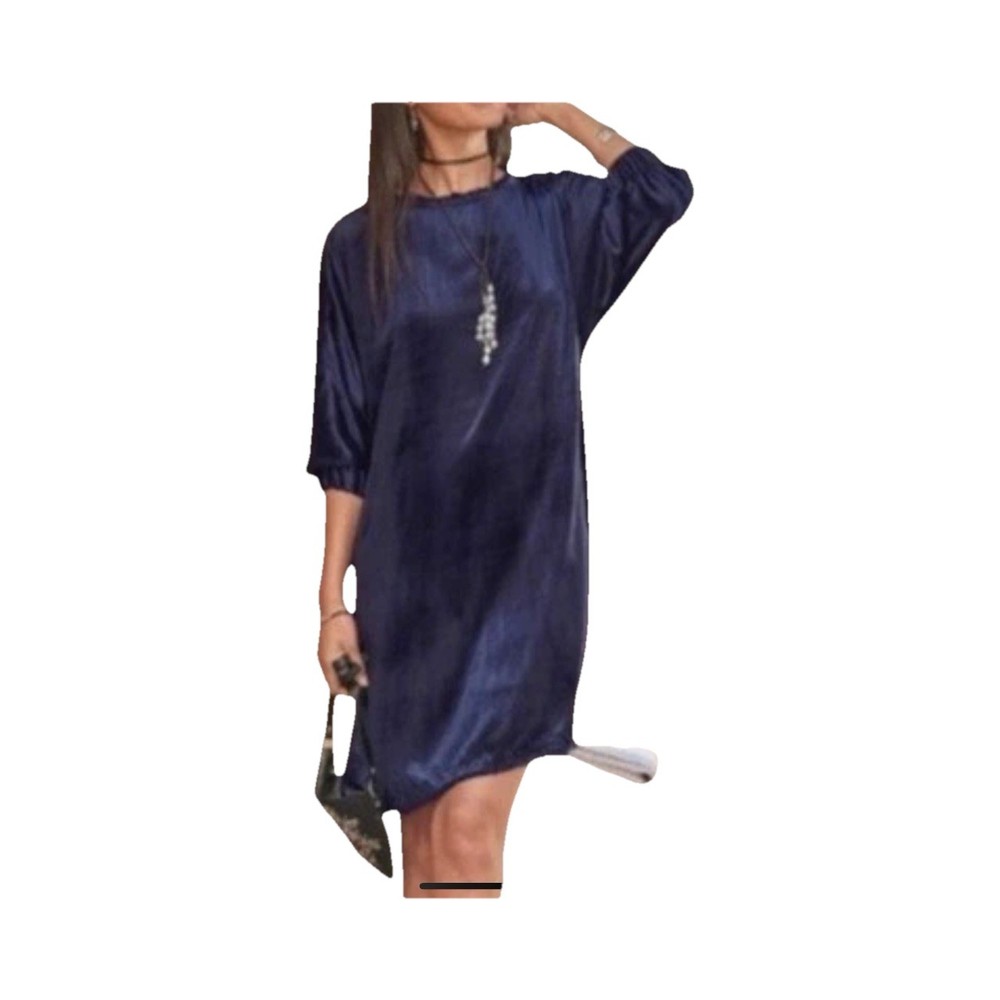 Sundance Women’s Silk Blend Velvet Raw Hem Tunic Dress in Midnight Blue Size M