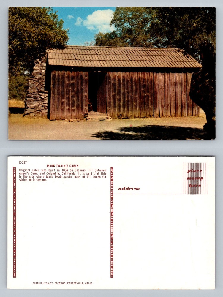 Angels Camp, CA-California, Mark Twain's Cabin On Jackass Hill Vintage Postcard