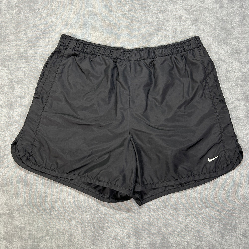 VTG Y2K Nike black nylon lightweight athletic running 3in shorts wms M