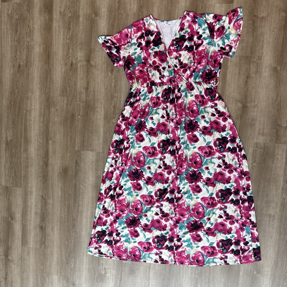 Hazel Blues 4XL Plus Size Floral Maxi Dress Boho V-Neck Stretch Summer No Belt