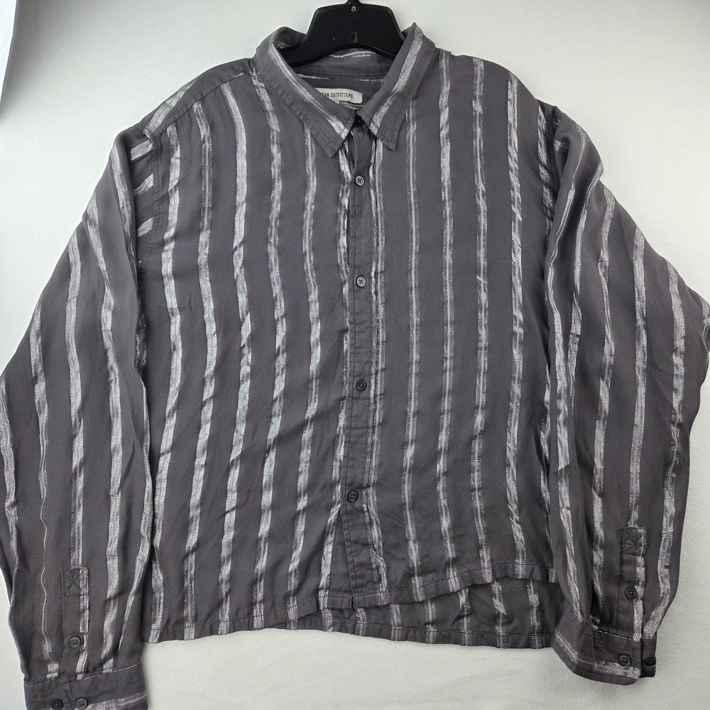 Urban Outfitters Women's Size XL Button Up Shirt Metallic Striped Long Sleeve