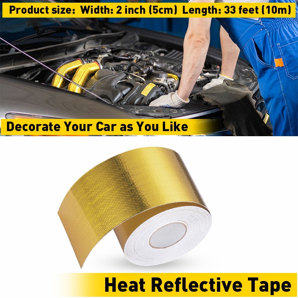 33ft Reflective Self-Adhesive Gold Heat Shield Wrap Tape for Protection