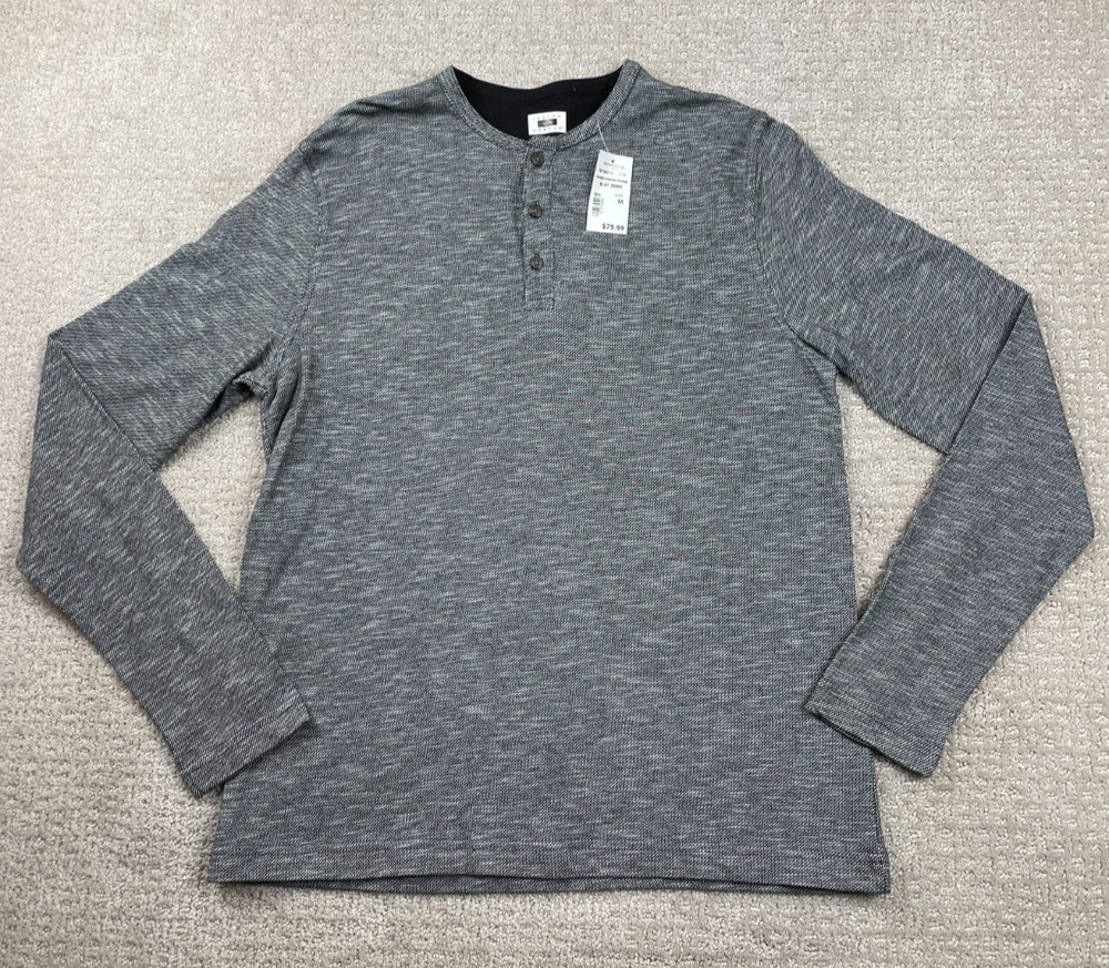 NWT Joseph Abboud Shirt Mens M Gray Heritage Henley Long Sleeve Cotton Pullover