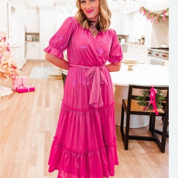 Ivy City Co Elegant Pink Millie Dress Metallic Medium
