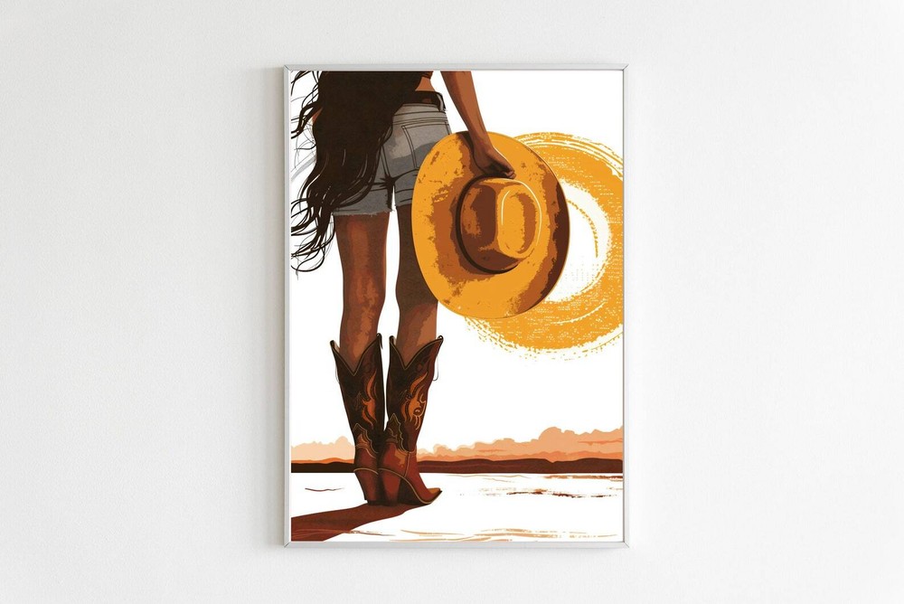 Coastal Cowgirl Wall Art Print Country Cowgirl Boots Wall Art Decor Aesthetic