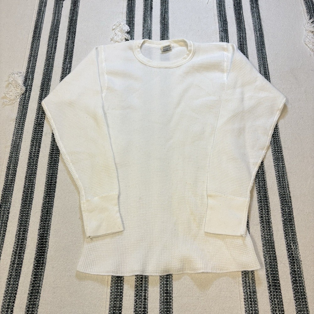 Vintage Morgan Mill Thermal Shirt Large White Waffle Knit Long Johns Made in USA