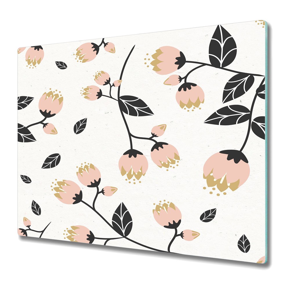 Glass Induction Ceramic Hob Cover Spring Vintage Flowers Floral Watercolour