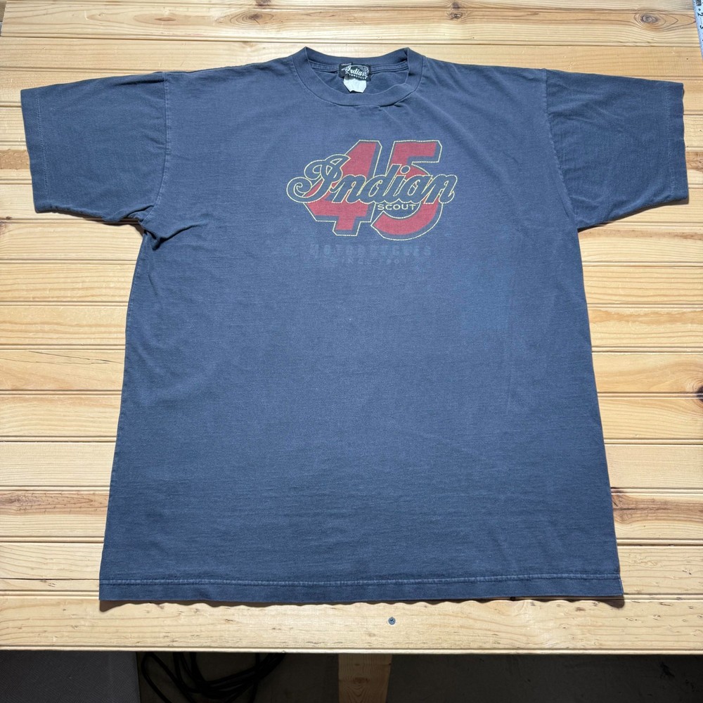 Vintage 90s Indian Motorcycles Scout 45 Logo Graphic Racing Biker T-Shirt - 2XL
