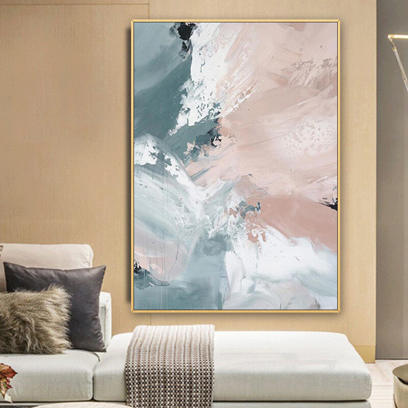 Pure Hand-painted Pink Oil Painting For Living Room Decorative Painting Pure