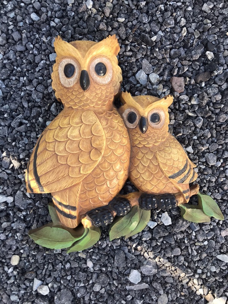 Vintage Homco 1976 Mother And Baby Owl Sitting On Branch Wall Hanging Plaque