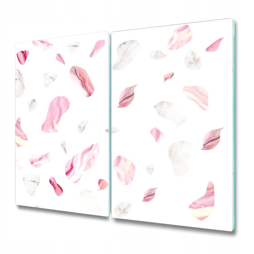 Glass Kitchen Chopping Board Colourful Marble rocks Pink and white 2x30x52