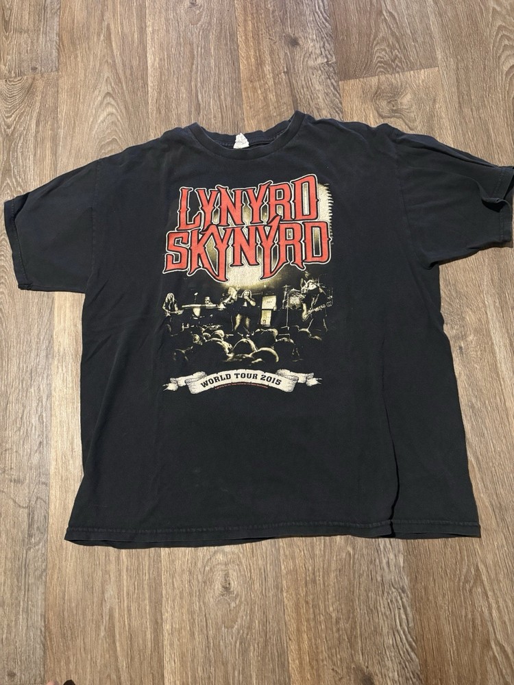 Lynyrd Skynyrd Shirt Mens XL Black 2015 World Tour Concert Band Tee Rock Music