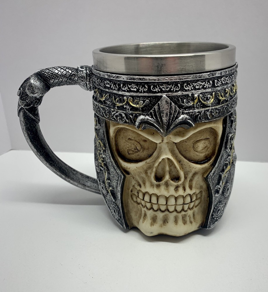 3D Skull Stainless Steel Coffee Beer Mug Viking Style Gift for Men