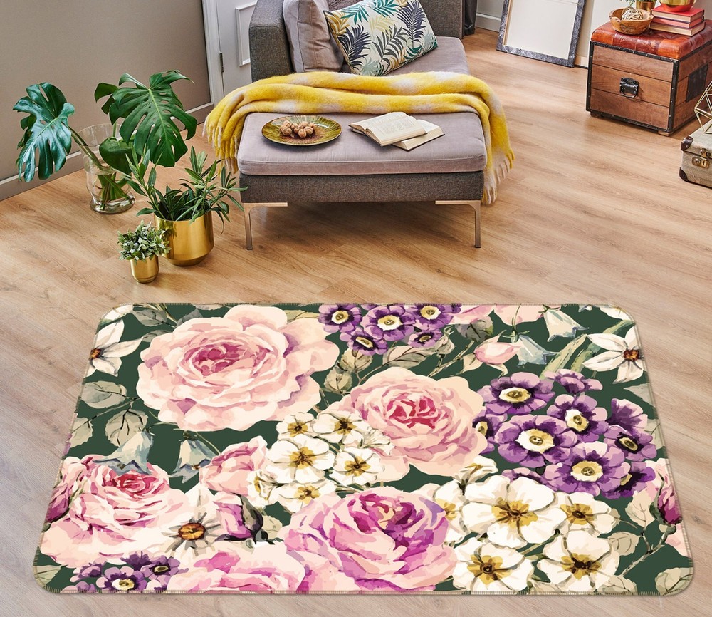 3D Pink Floral ZHUC1698 Game Non Slip Carpet Mat Photo Carpet Amy