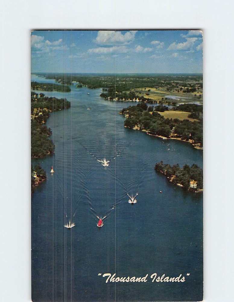 Postcard Aerial view of the St. Lawrence River Thousand Islands USA