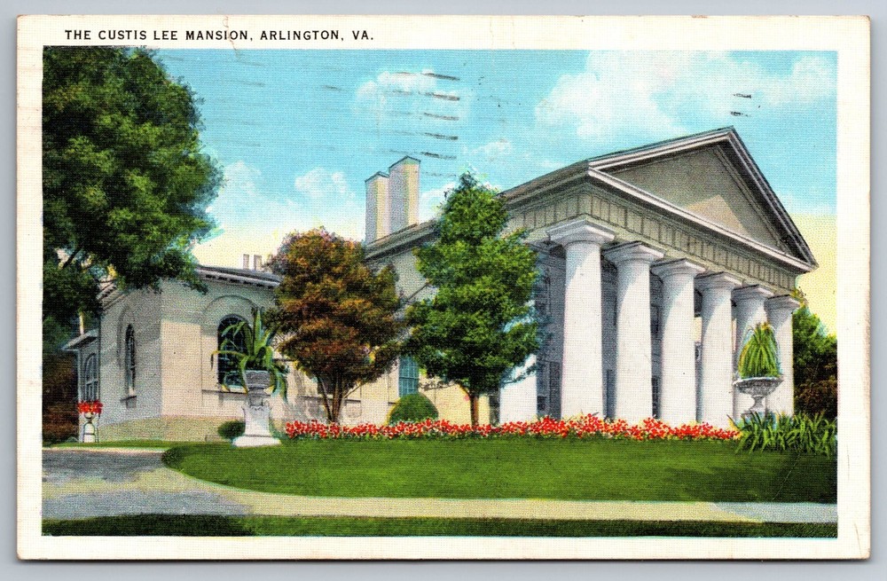 Postcard VA Arlington Virginia Curtis Lee Mansion Street View