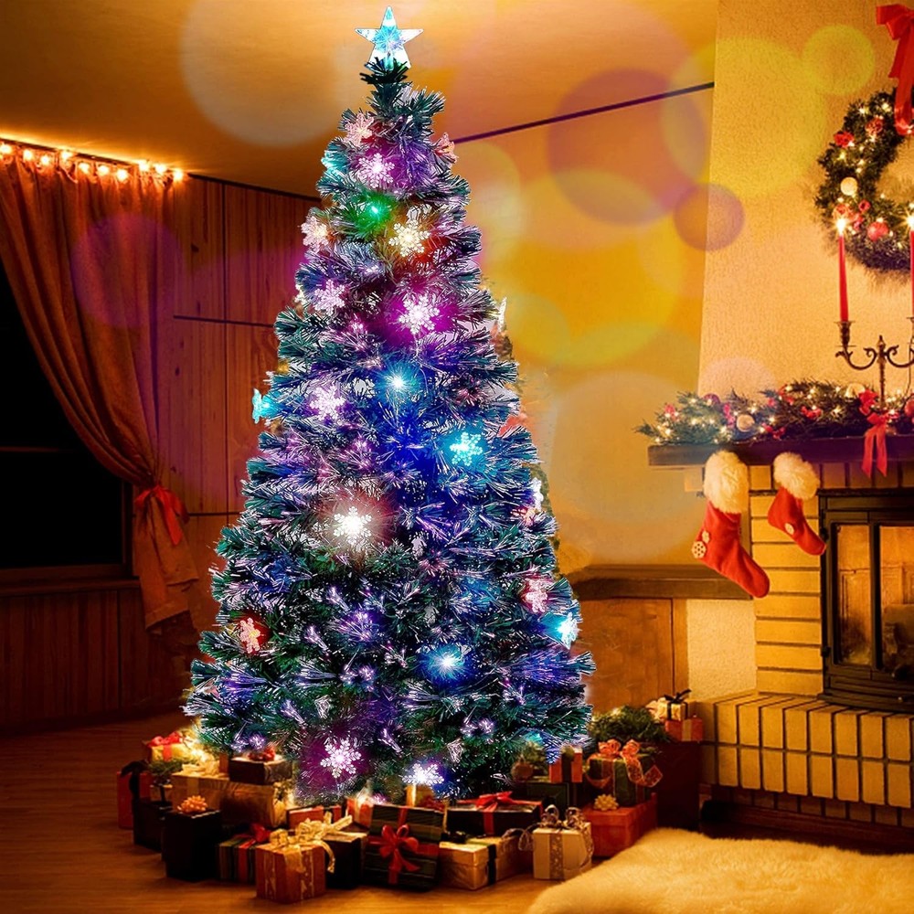 7 ft Pre-Lit Optical Fiber Christmas Artificial Tree,with LED RGB Color Changing
