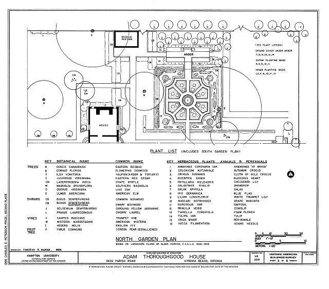 3. North garden plan plant list - Adam Thoroughgood House, 1636 Parish Road