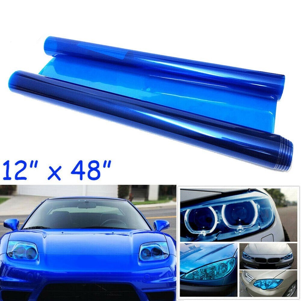 12*48 Gloss DARK BLUE Headlight Lamp Taillight Fog Light Tint Film Vinyl Wrap AU