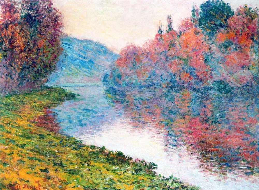CLAUDE MONET ~ Banks of the Sienne river~ *FRAMED* CANVAS ART Poster ~ 18x12