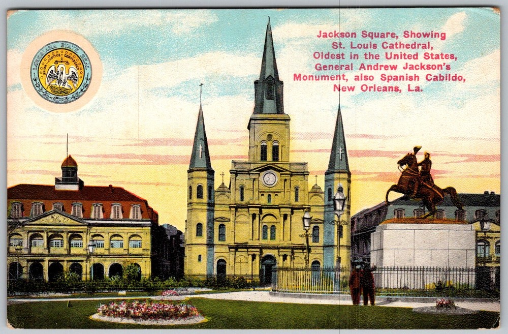 Antique Postcard Jackson Square Cathedral New Orleans, LA 1910s
