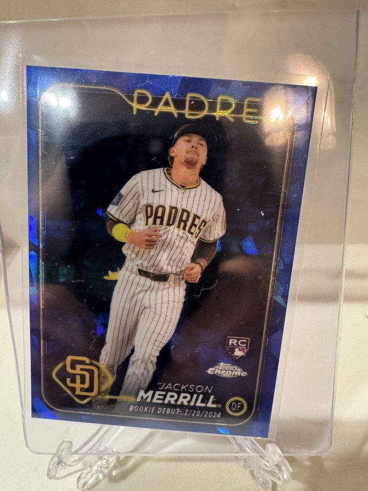 2024 Topps Chrome Sapphire Rookie Debut Jackson Merrill Baseball Card