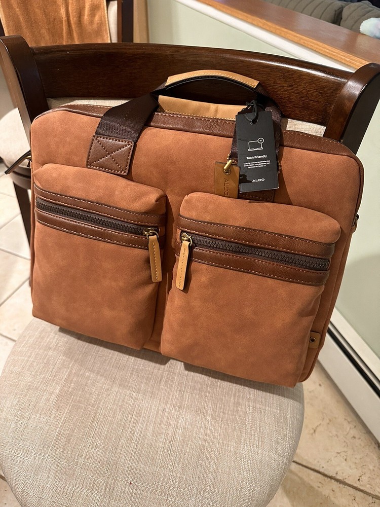 ALDO Men’s “EDILIRI” Brown Textured Medium Faux Leather Messenger Bag Men’s.