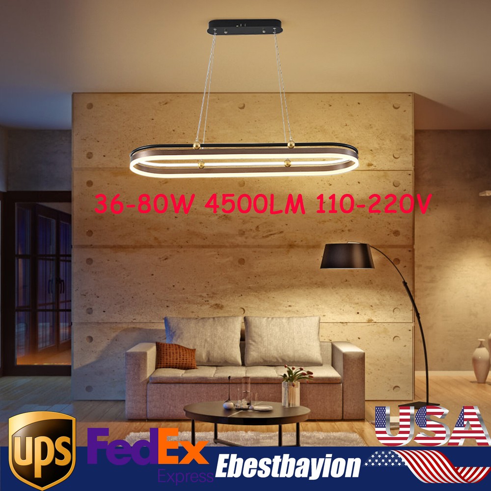 Dimmable Modern LED Chandelier Rectangle Pendant Lamp 3000-6500K Hanging Light