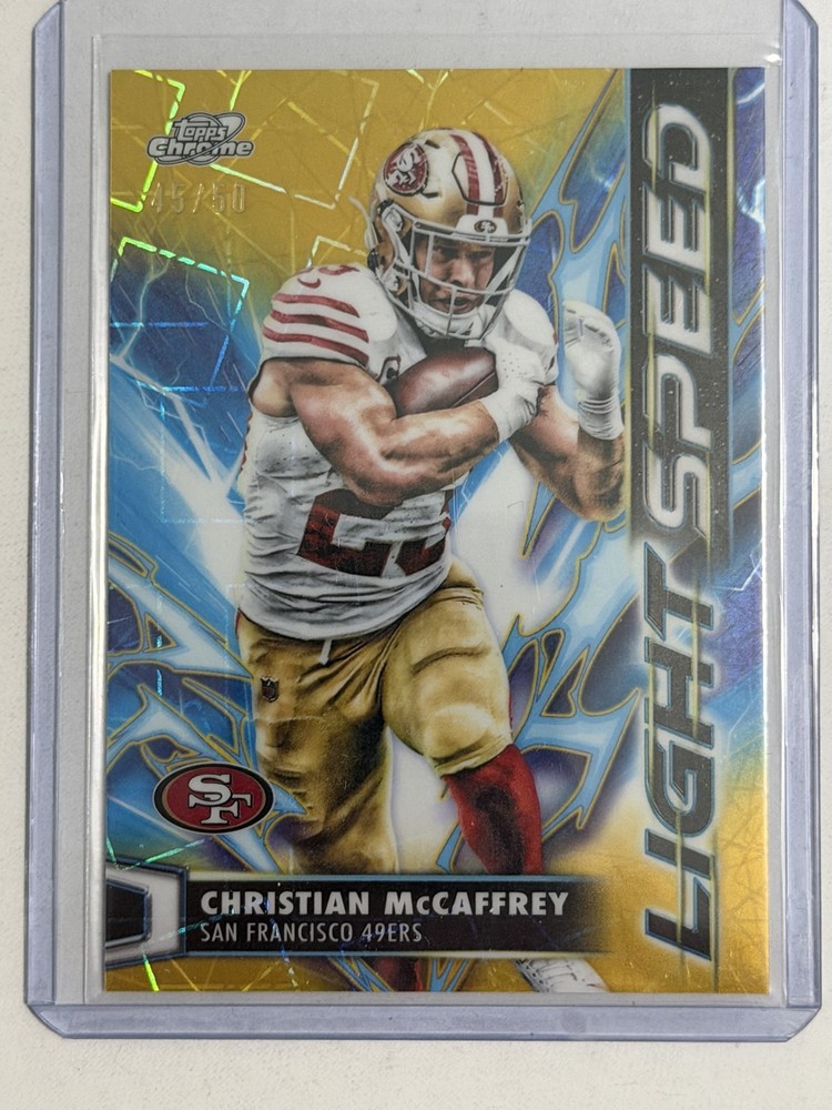 2025 Topps Cosmic Chrome Christian McCaffrey Gold Interstellar Refractor /50