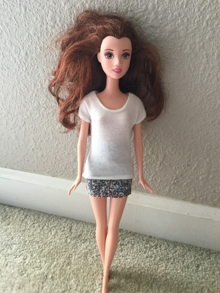 Barbie Doll Mini Skirt Black Color Acid Wash Denim with Neon Orange Stitching
